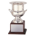 Silver Plated Wine Cooler Award w/Walnut Finish Wood Base (14")